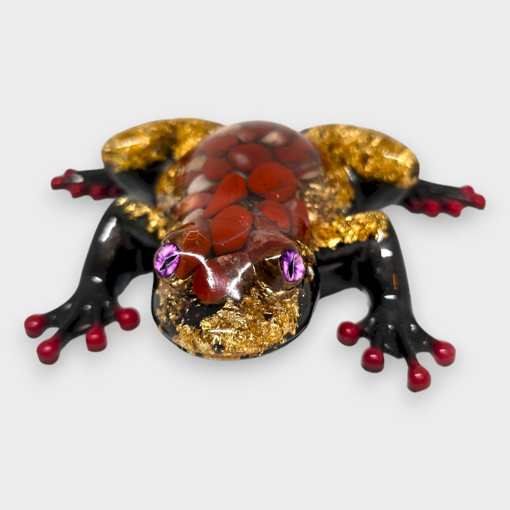 Grenouille Royale Jaspe Rouge et Feuilles d'Or