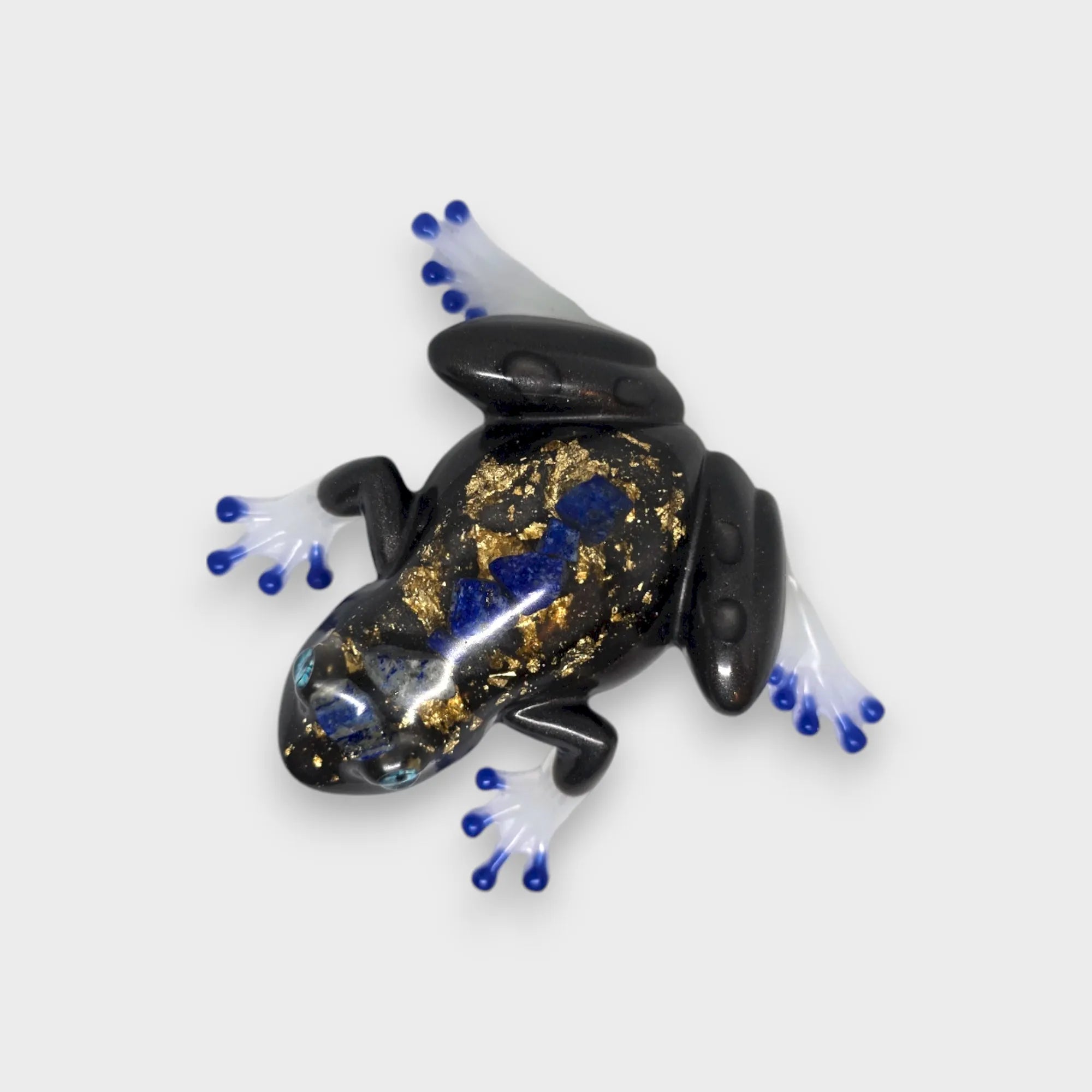 Grenouille Nocturne Lapis Lazuli et Feuilles d'Or